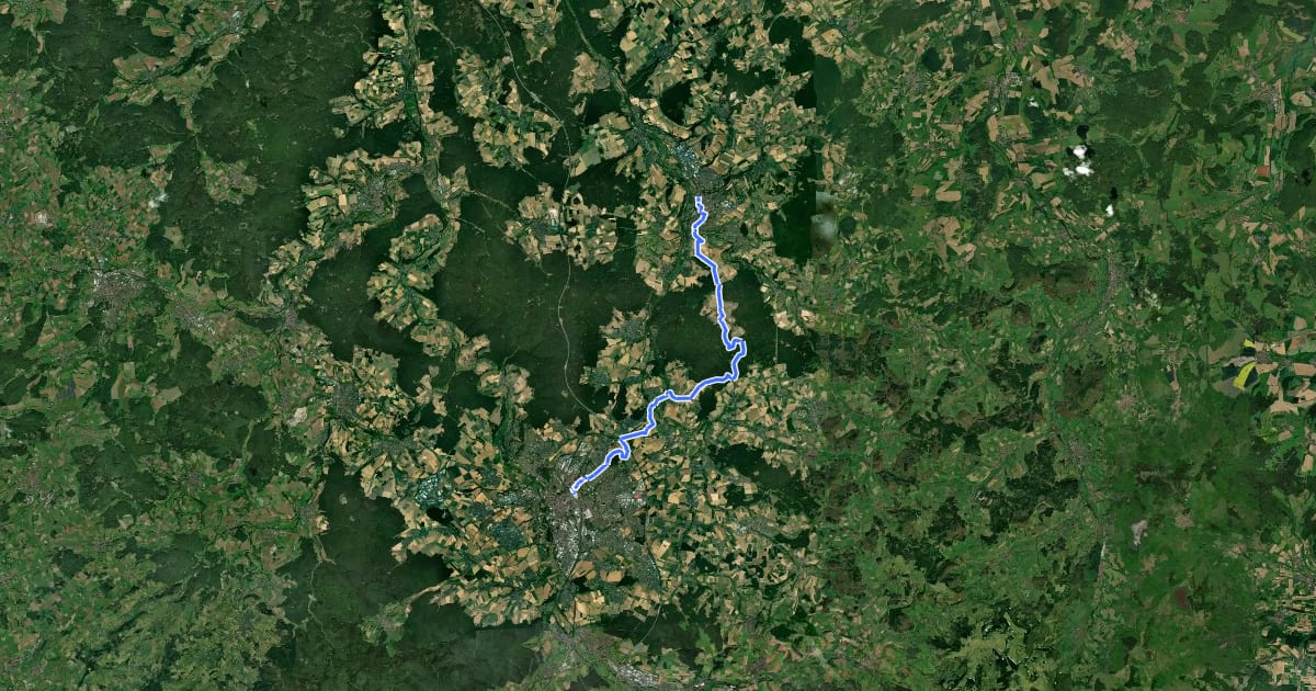 Маршрут Fulda - Hünfeld на спутниковом снимке