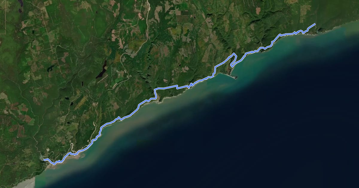 Маршрут Fundy Footpath на спутниковом снимке
