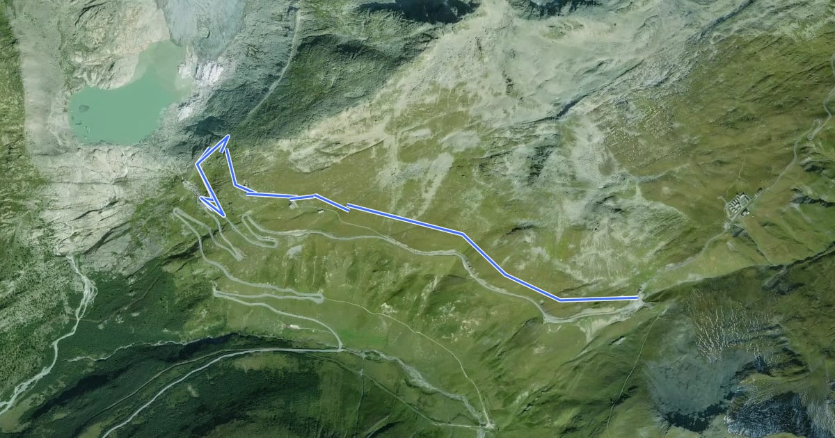 Маршрут Furkapass - Belvédère на спутниковом снимке