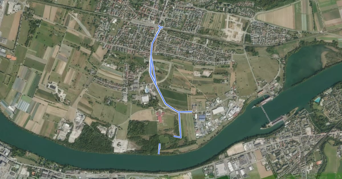 Маршрут Fussweg Rheinliebe на спутниковом снимке