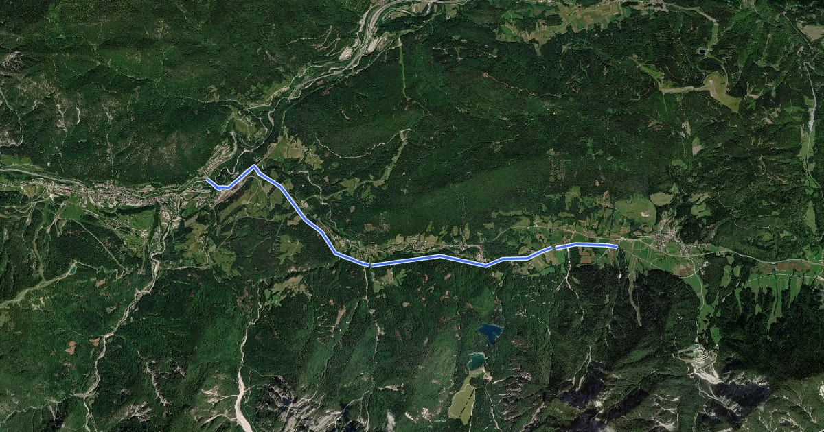 Маршрут FVG1a Ciclovia Alpe Adria Diramazione Valico di Fusine на спутниковом снимке