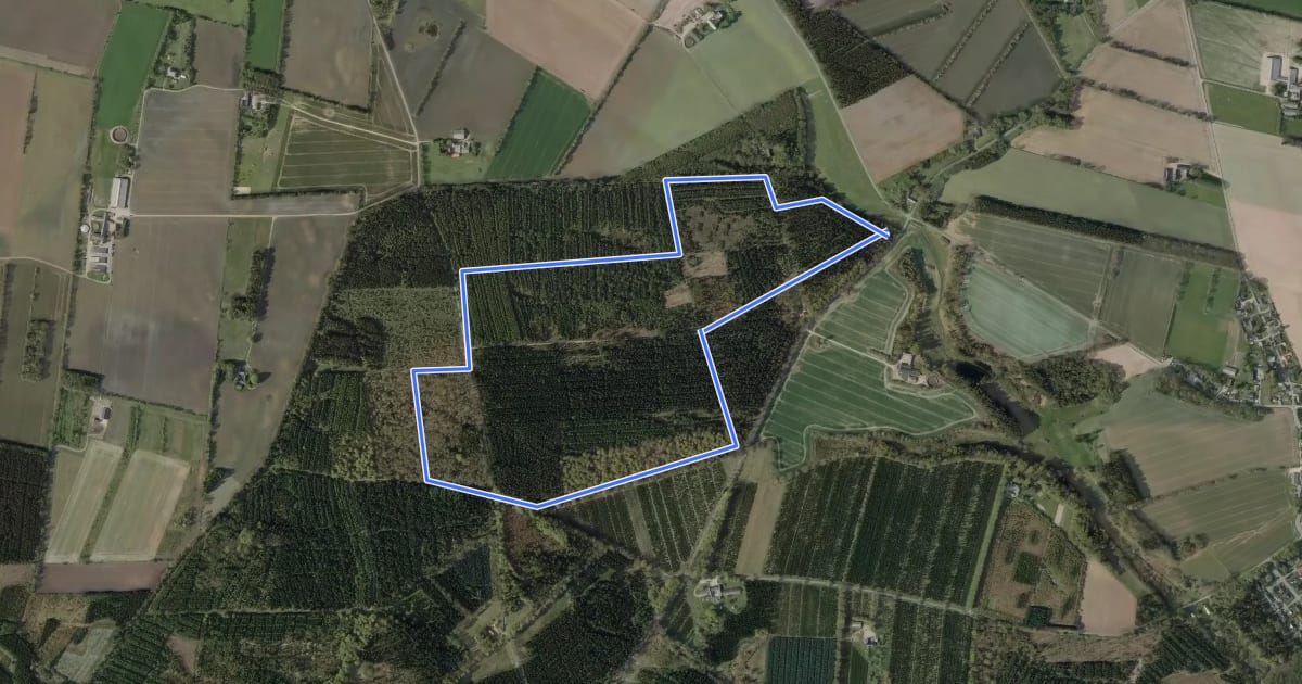 Маршрут Gødding Skov - Rød tur - nord на спутниковом снимке
