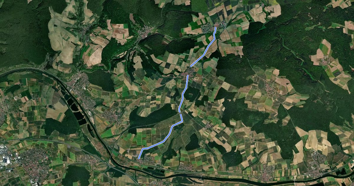 Маршрут Gädheim - Abersfeld на спутниковом снимке