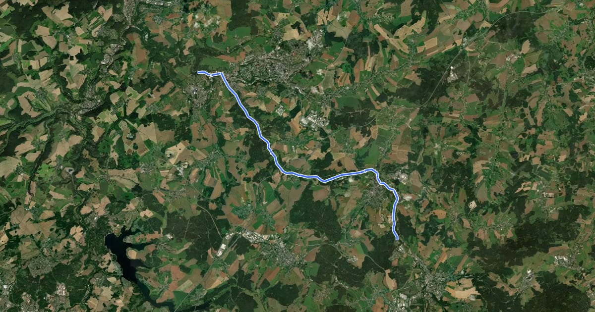 Маршрут Göltzschtalradweg Nord на спутниковом снимке