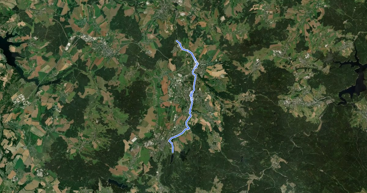 Маршрут Göltzschtalradweg-Talweg на спутниковом снимке