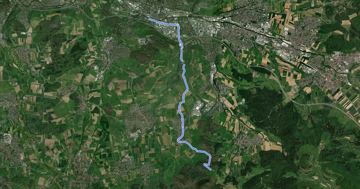 Маршрут Göppingen - Fuchseck на спутниковом снимке