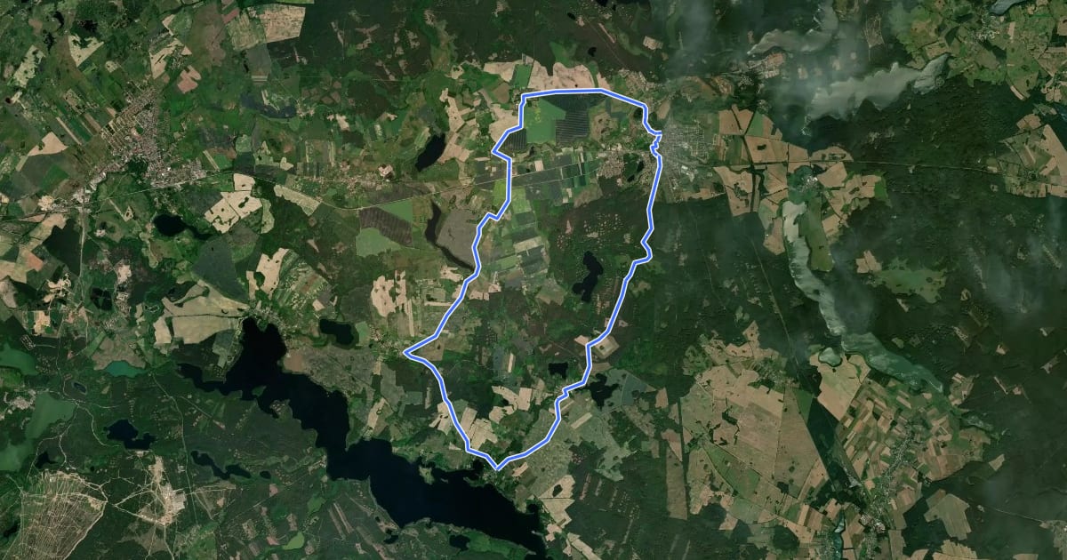 Маршрут Góra Lisica (żółty) на спутниковом снимке