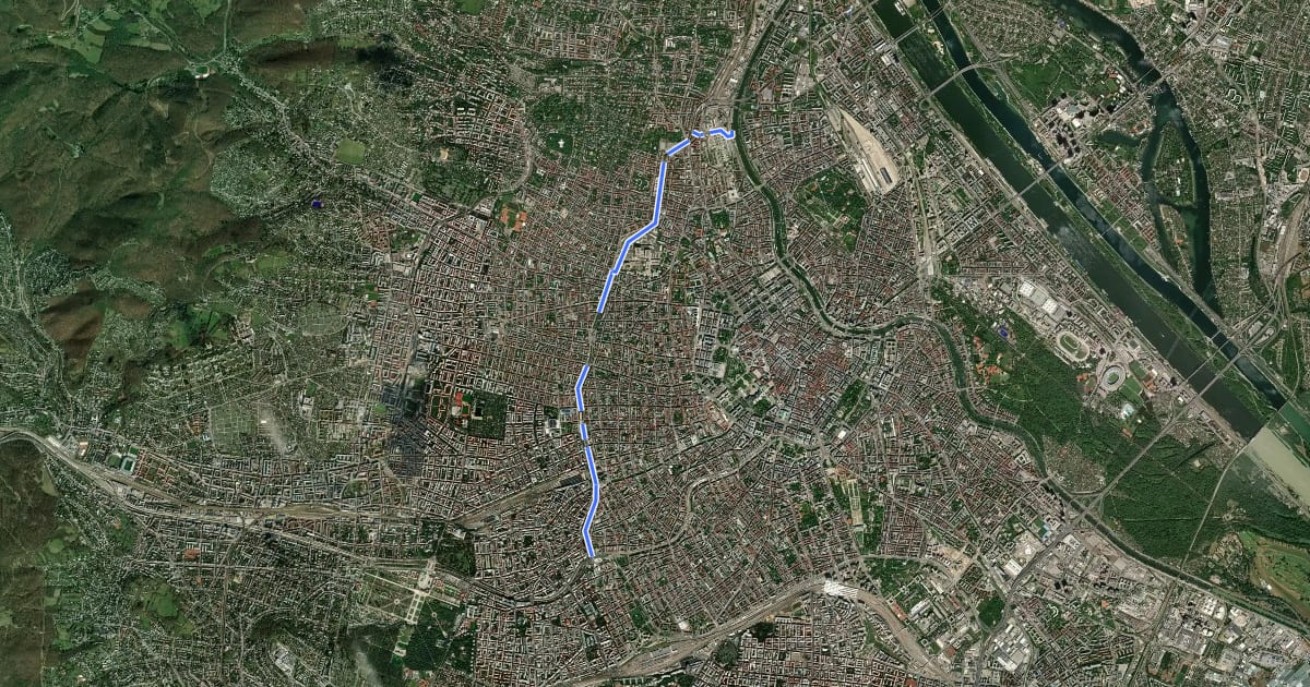 Маршрут Gürtelradweg на спутниковом снимке