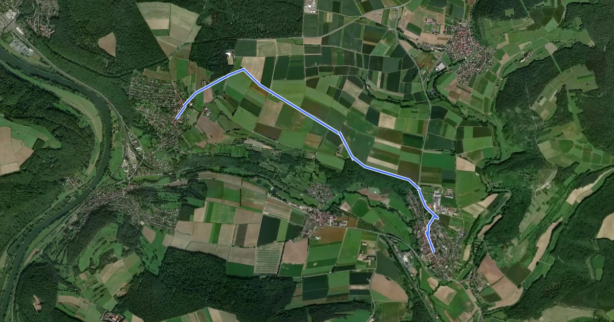 Маршрут Gössenheim, blaues Aa auf Gelb на спутниковом снимке