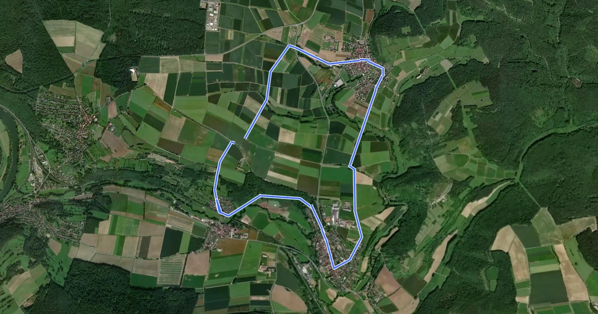 Маршрут Gössenheim, blaues C auf Gelb на спутниковом снимке