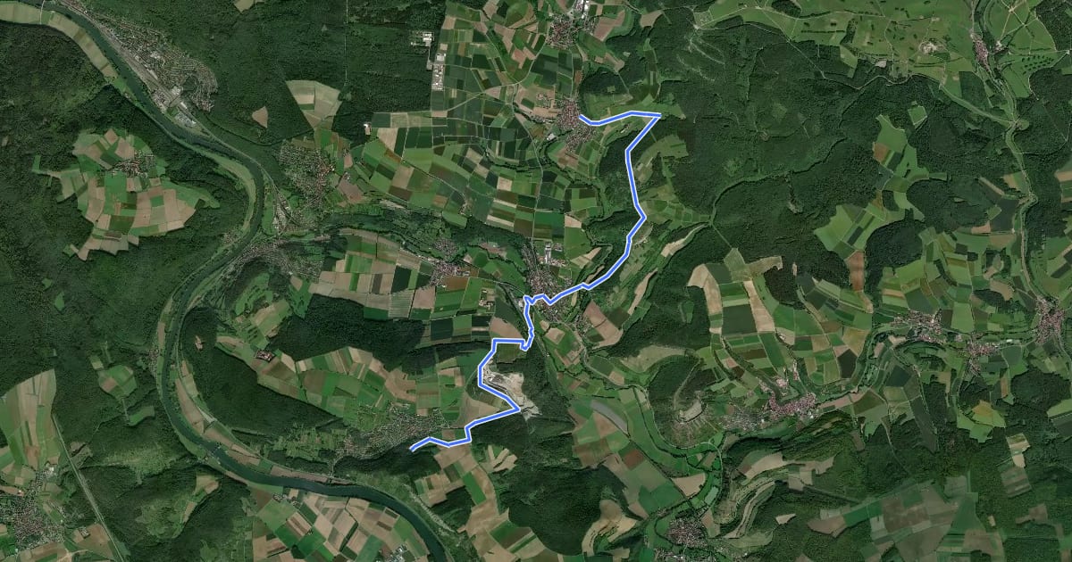 Маршрут Gössenheim, blaues Da auf Gelb на спутниковом снимке