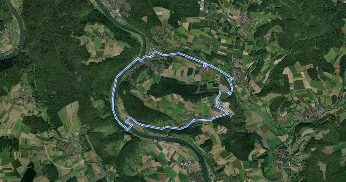 Маршрут Gössenheim, blaues G auf Gelb на спутниковом снимке