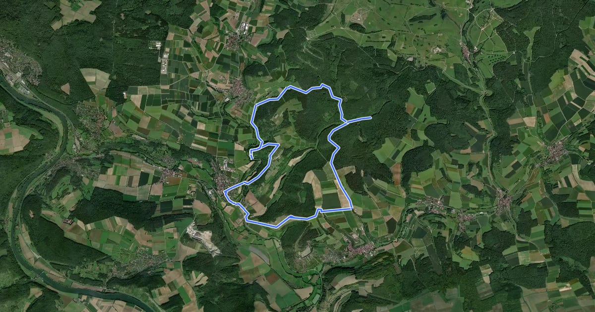 Маршрут Gössenheim, blaues Ia auf Gelb на спутниковом снимке