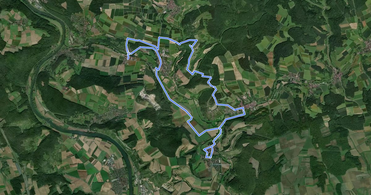 Маршрут Gössenheim, blaues K auf Gelb на спутниковом снимке