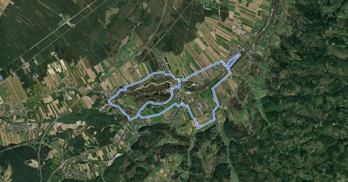 Маршрут g'sunder Radweg на спутниковом снимке