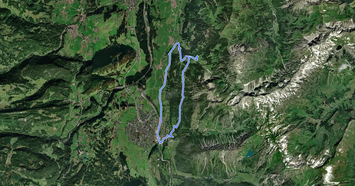 Маршрут G - Winterwanderung zur Gaisalpe на спутниковом снимке