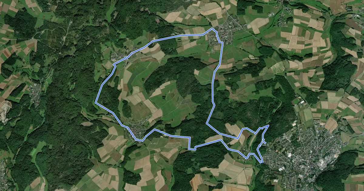 Маршрут [G12] - Rundweg Gladenbach - Ruine Blankenstein - Kehlnbach - Römershausen - Rachelshausen - Runzhausen - Schutzhütte Kehlnbach - Gladenbach на спутниковом снимке