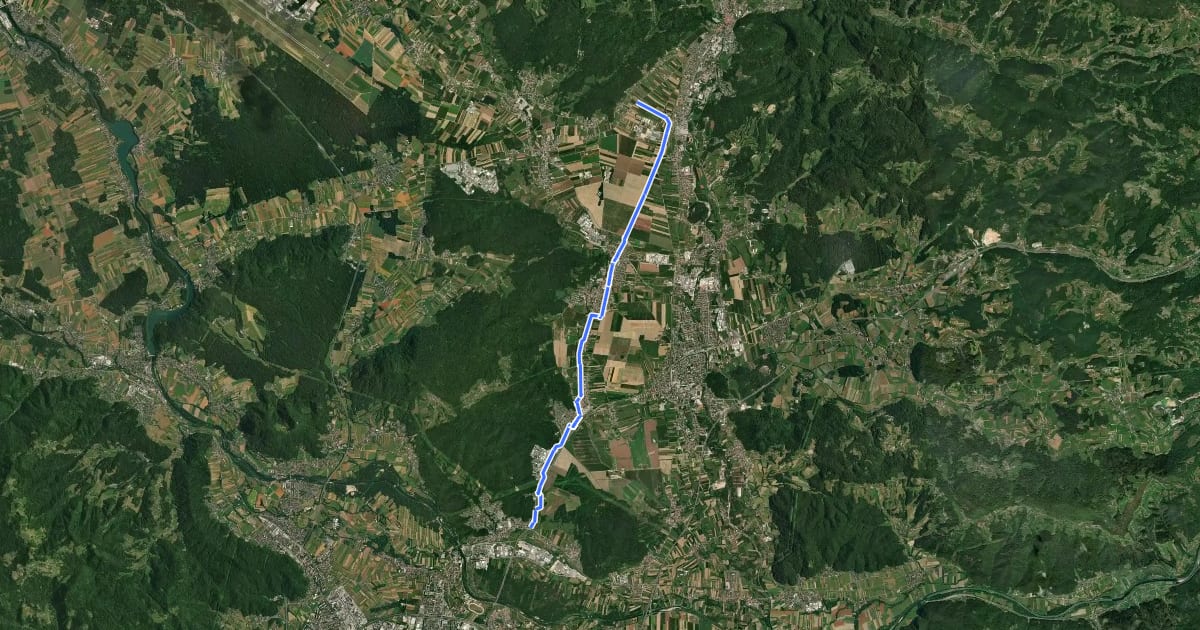 Маршрут G13 (Ljubljana-Kamnik-Vransko-Celje) на спутниковом снимке