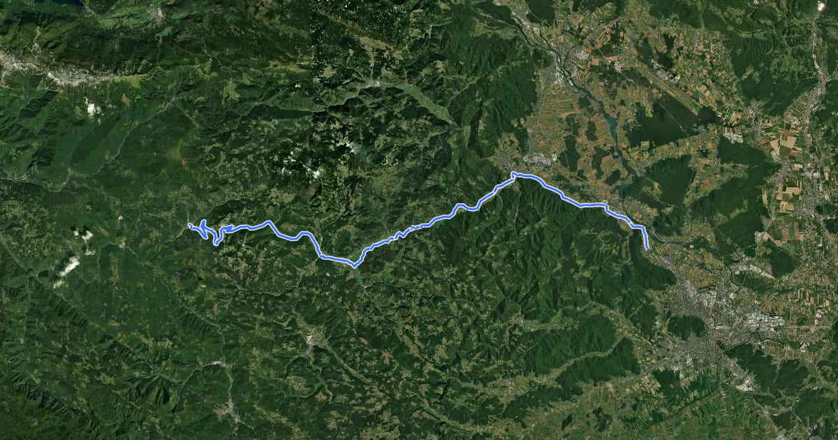 Маршрут G3 (Ljubljana-Škofja Loka-Cerkno-Želin) на спутниковом снимке