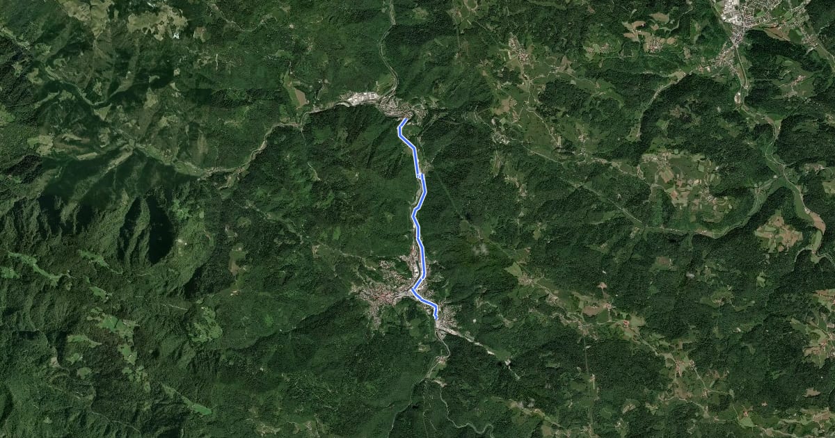 Маршрут G4 (Most na Soči-Želin-Idrija-Logatec) на спутниковом снимке