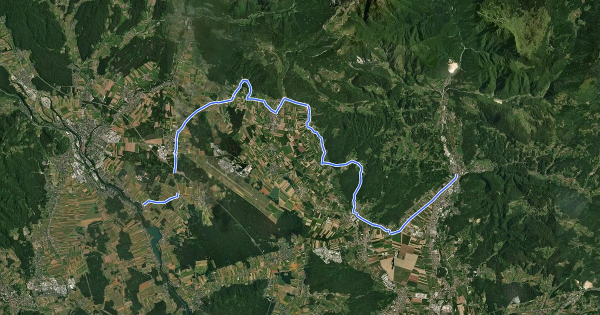 Маршрут G7 (Kranj-Cerklje na Gorenjskem-Kamnik) на спутниковом снимке