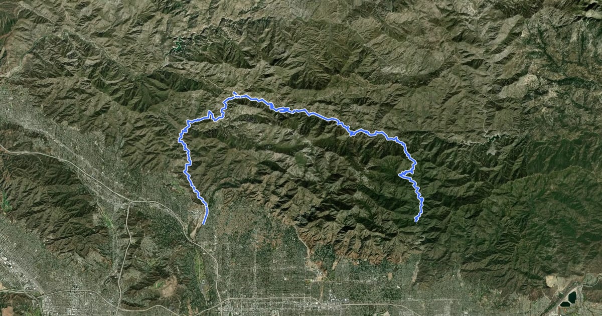Маршрут Gabrielino Trail на спутниковом снимке
