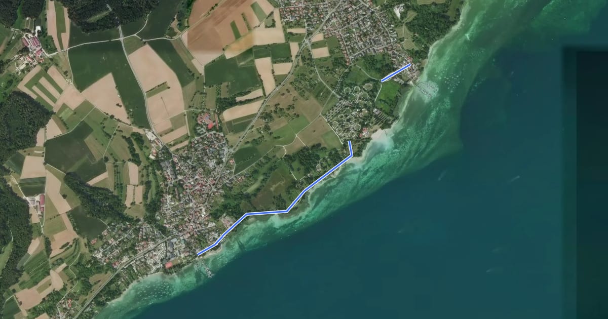Маршрут Gaienhofen Landesteg - Hornstaad/Bootshafen на спутниковом снимке