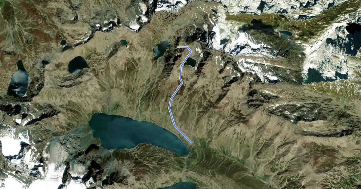 Маршрут gangbal to kana sar and andarun sar на спутниковом снимке