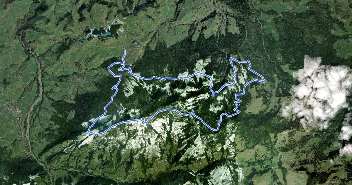 Маршрут Gantrisch Königsroute на спутниковом снимке