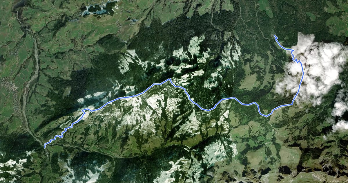 Маршрут Gantrisch Panoramaweg на спутниковом снимке