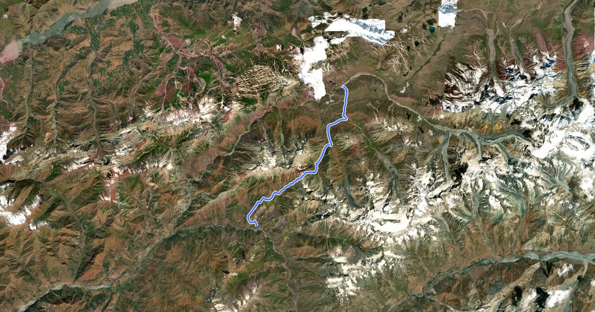 Маршрут Gardani Kaftar Pass на спутниковом снимке