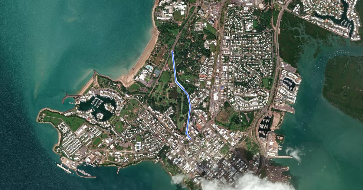 Маршрут Gardens Road Shared Path на спутниковом снимке