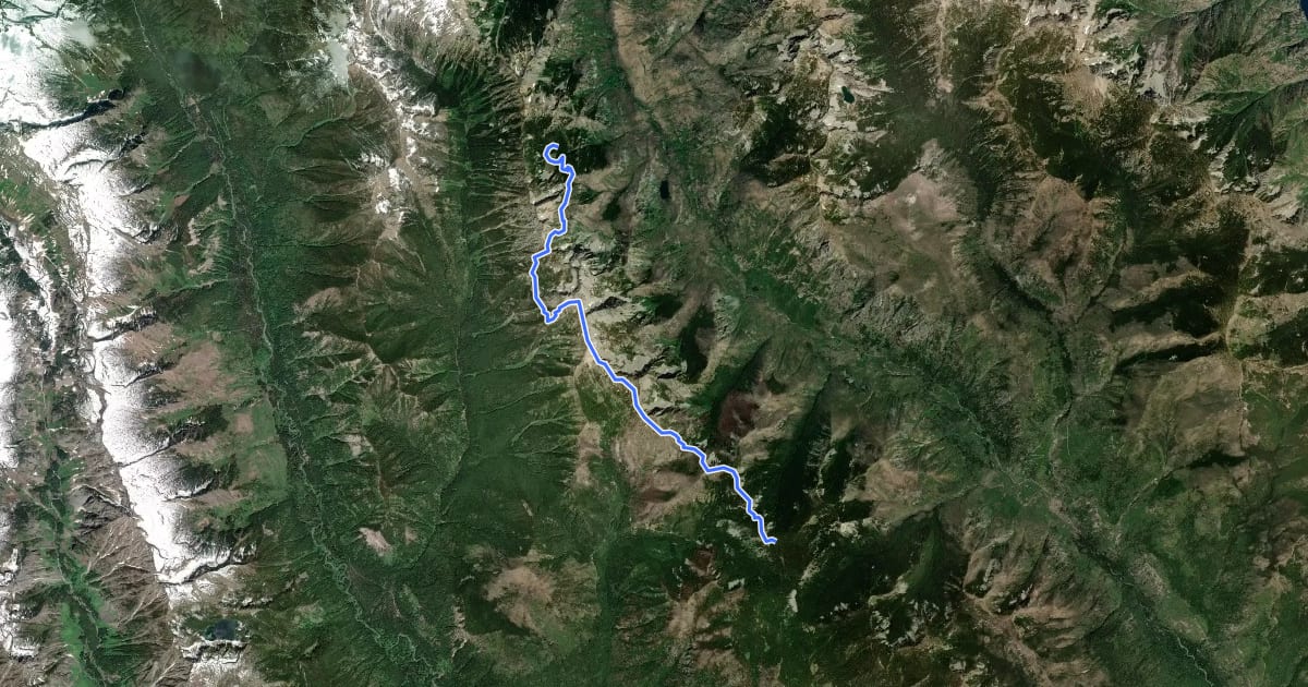 Маршрут Garland Peak Trail на спутниковом снимке