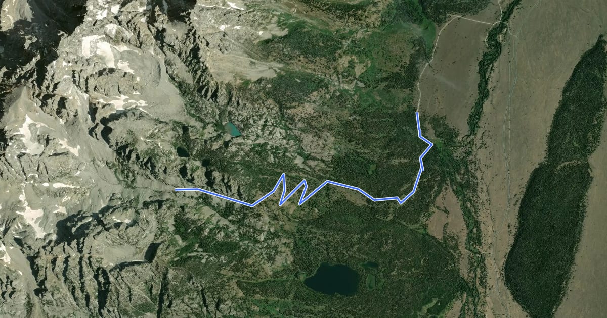 Маршрут Garnet Canyon Trail на спутниковом снимке