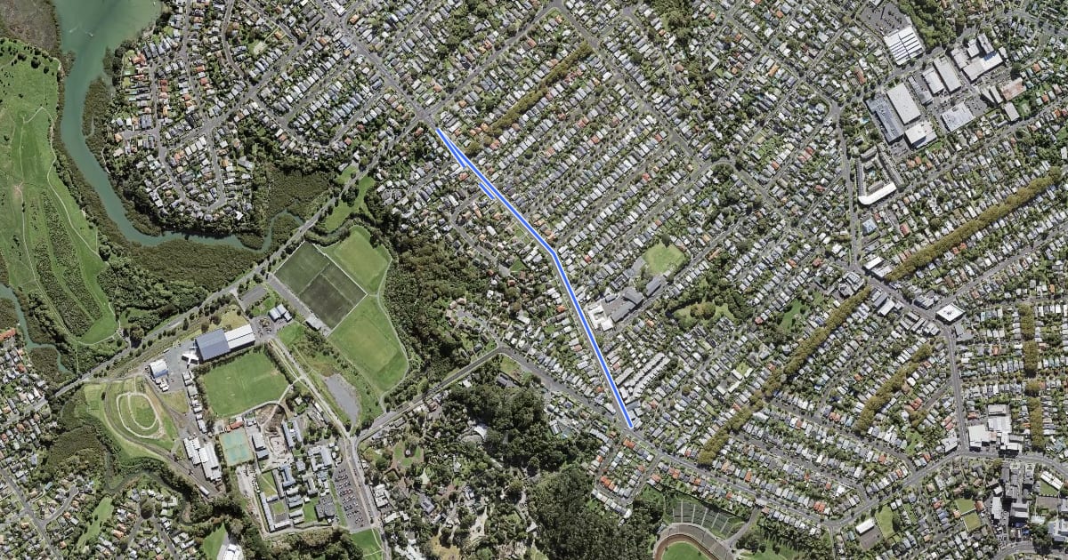 Маршрут Garnet Road Cycleway на спутниковом снимке