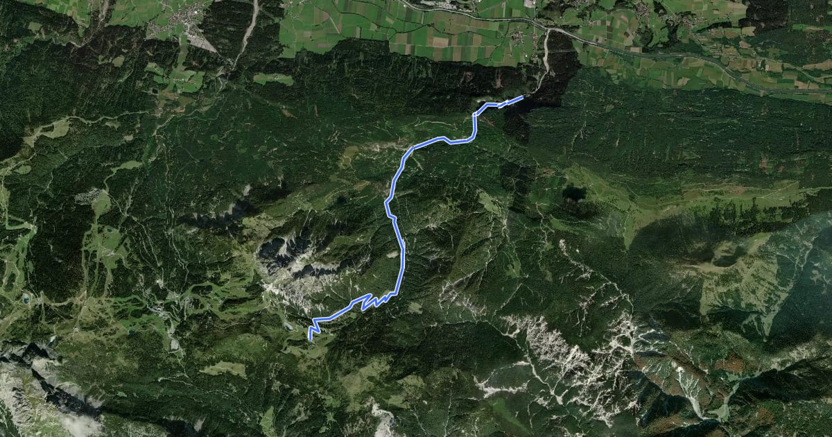 Маршрут Garnitzenklamm zur Garnitzenalm на спутниковом снимке