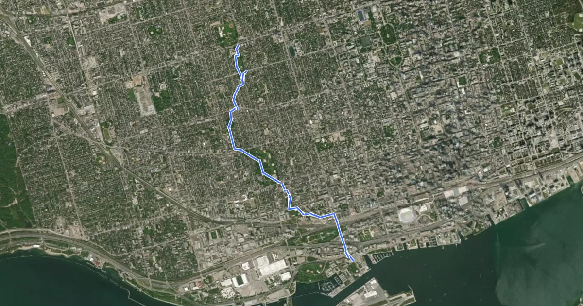 Маршрут Garrison Creek Discovery Walk на спутниковом снимке