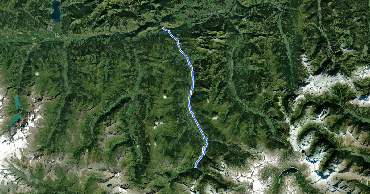 Маршрут Gasteinertal Radweg на спутниковом снимке