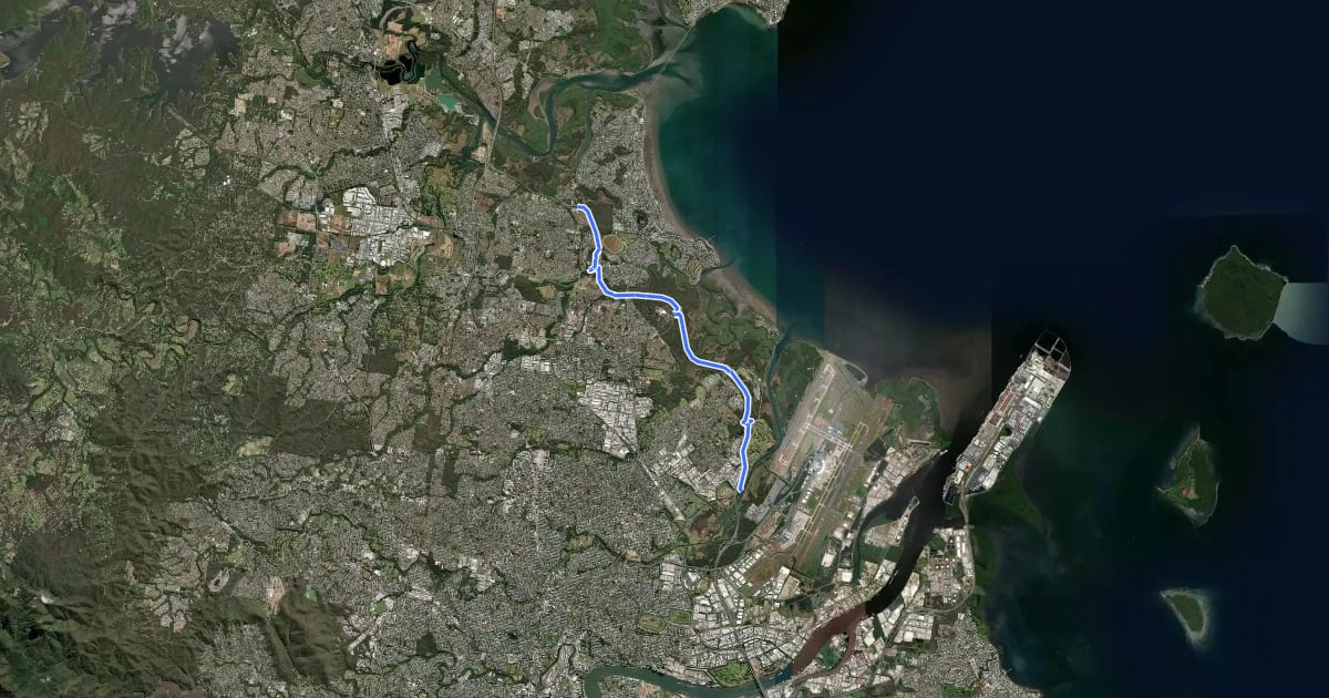Маршрут Gateway North Bikeway на спутниковом снимке