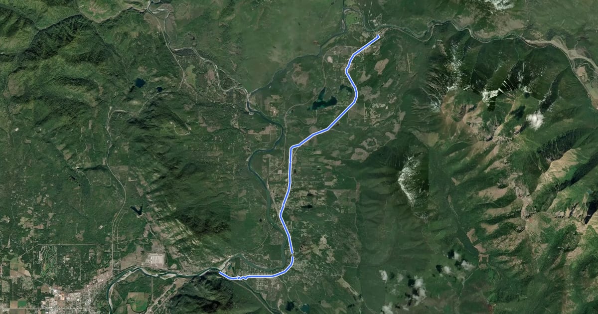 Маршрут Gateway to Glacier Trail на спутниковом снимке