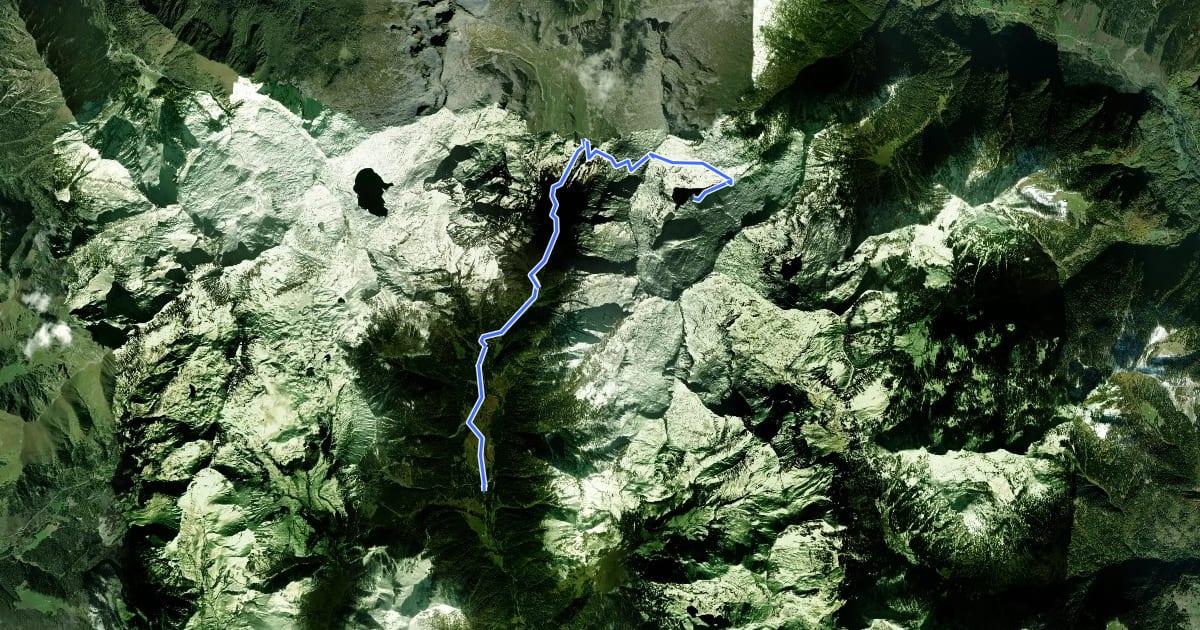 Маршрут Gaver - Lago Nero на спутниковом снимке