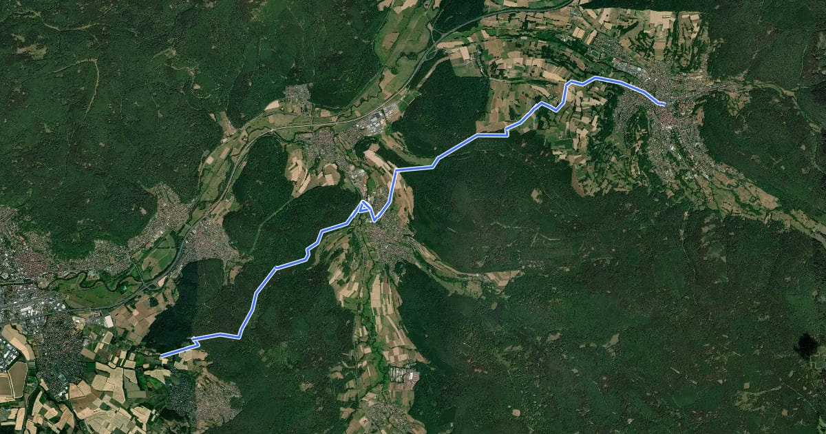 Маршрут Gebietswanderweg: Bad Orb => Altenhaßlau на спутниковом снимке
