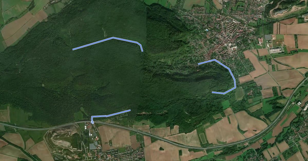 Маршрут Gebietswanderweg Eichsfeld-Bleicheröder Berge на спутниковом снимке