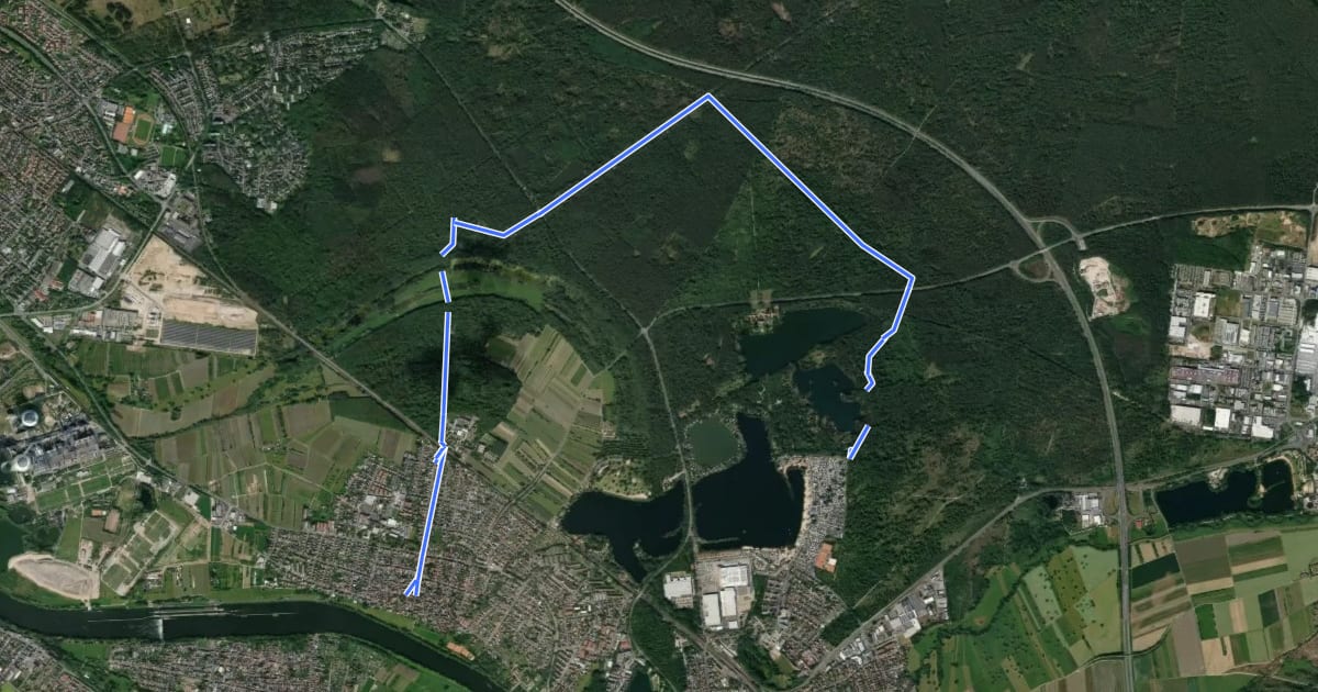 Маршрут Gebietswanderweg: Großkrotzenburg => Kahl на спутниковом снимке
