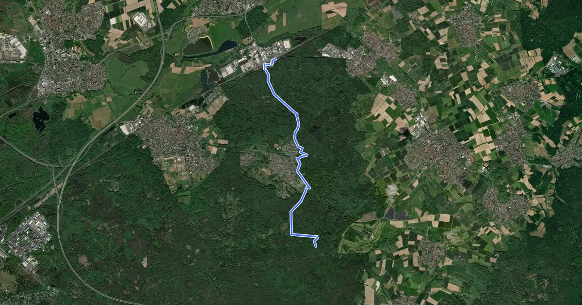 Маршрут Gebietswanderweg: Langenselbold => Oberrodenbach на спутниковом снимке