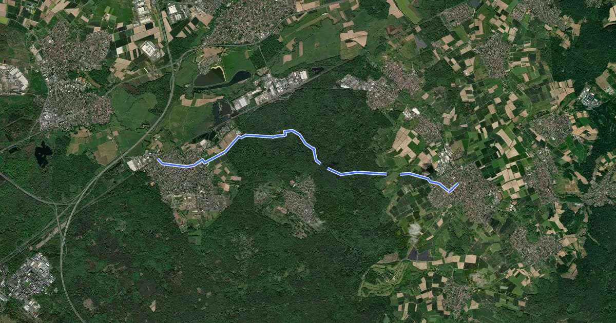 Маршрут Gebietswanderweg: Niederrodenbach => Somborn на спутниковом снимке
