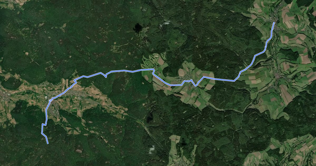 Маршрут Gebietswanderweg: Oberndorf => Bieber (Birkenhainer Str.) на спутниковом снимке
