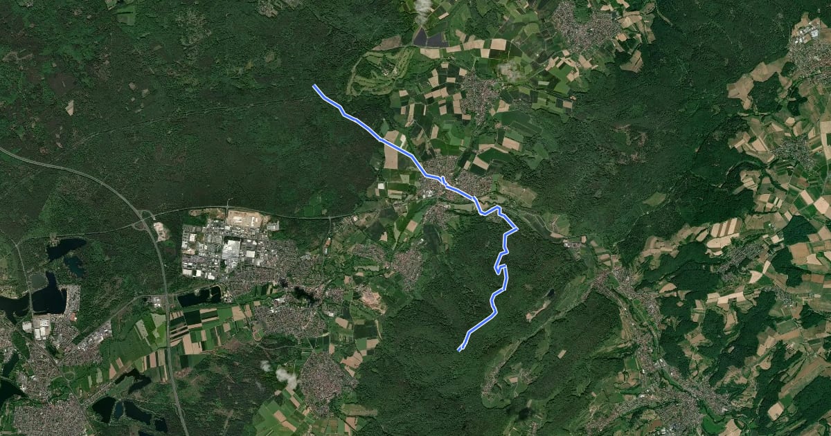 Маршрут Gebietswanderweg: Oberrodenbach => Alzenau (Hahnenkamm) на спутниковом снимке