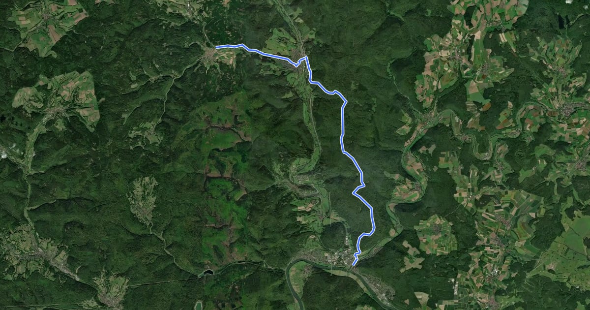 Маршрут Gebietswanderweg Roter Balken, Gemünden - Burgsinn - Fellen на спутниковом снимке