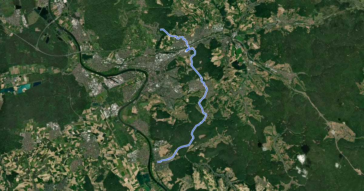 Маршрут Gebietswanderweg Roter Balken: Goldbach - Sulzbach на спутниковом снимке